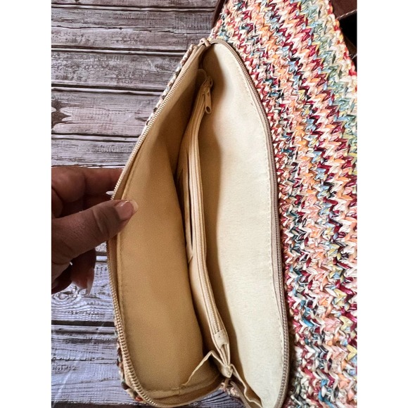 Rosetti Multi-color Straw/Dark Brown Shoulder purse - Picture 4 of 5